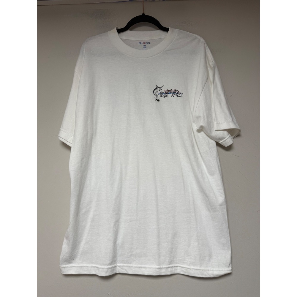 Del Sol Key West Graphic T-Shirt Mens Large White Excellent Florida Key Souvenir